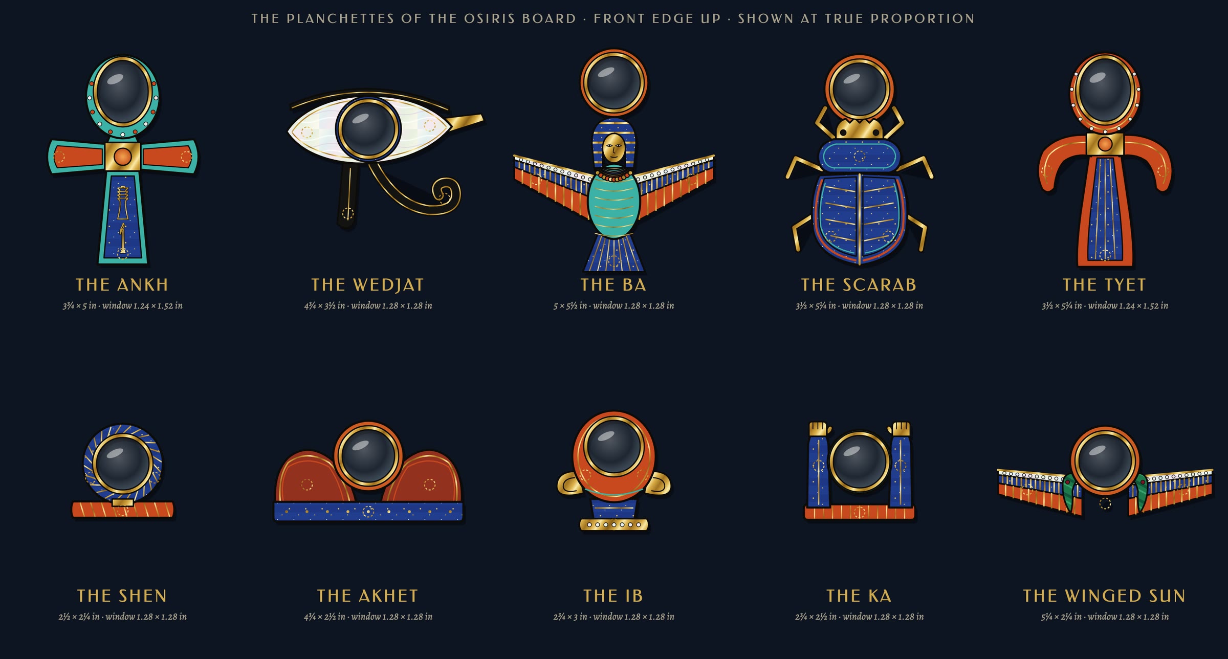 All the planchettes, at true proportion